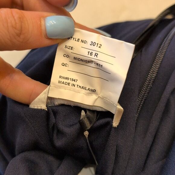 NWT Dessy Collection Dress Criss Cross Back Trumpet Gown Navy Blue 16 - Picture 8 of 12